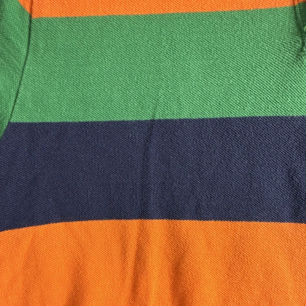 Polo Ralph Lauren Boys 18-20 Striped Short Sleeve Cotton Knit Polo Green Orange